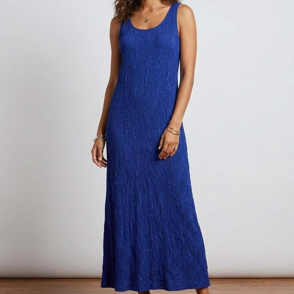 Dressbarn Royal Blue Textured Crinkle Maxi Dress 🌊💙